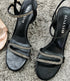 Shimmer Buckle Strap Heel